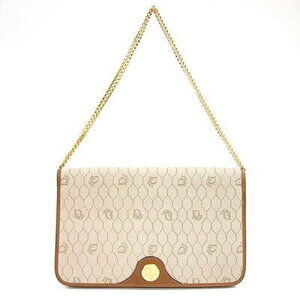 Christian Dior honeycomb chain flat handbag beige brown shoulder bag